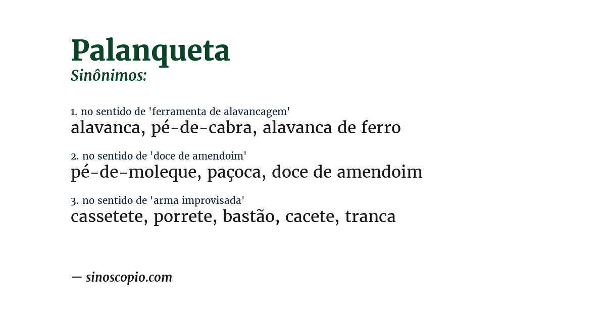 Sinônimo de palanqueta