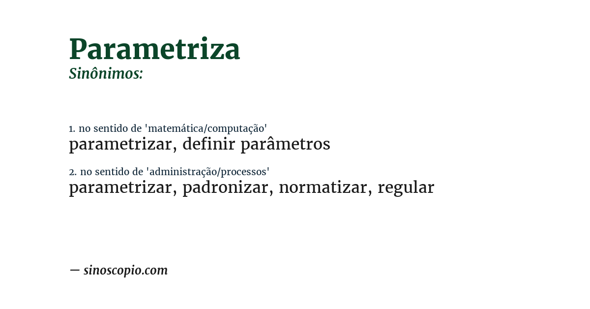 Sinônimo de parametriza