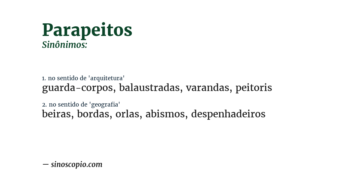 Sinônimo de parapeitos