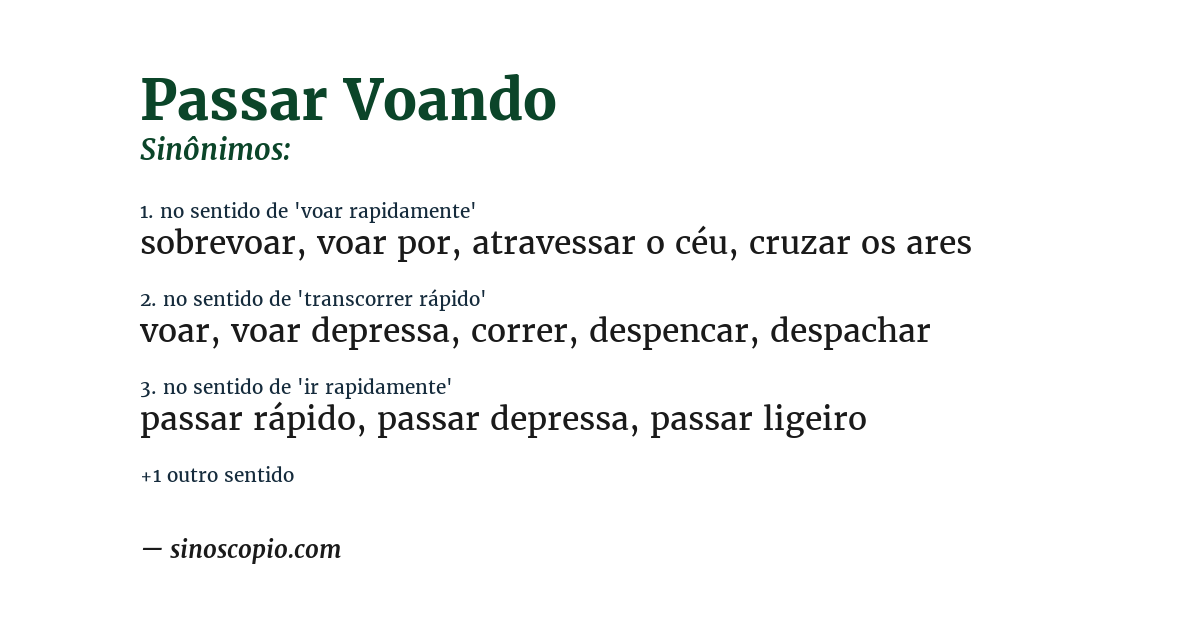 Sinônimo de passar voando