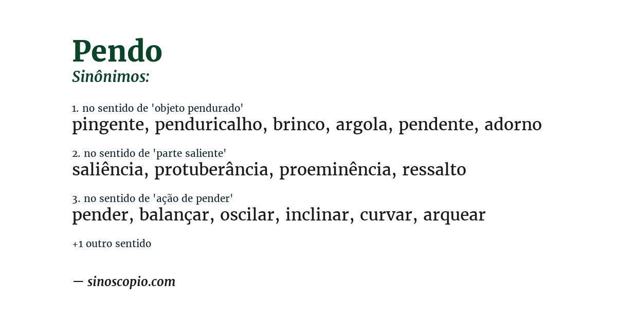 Sinônimo de pendo
