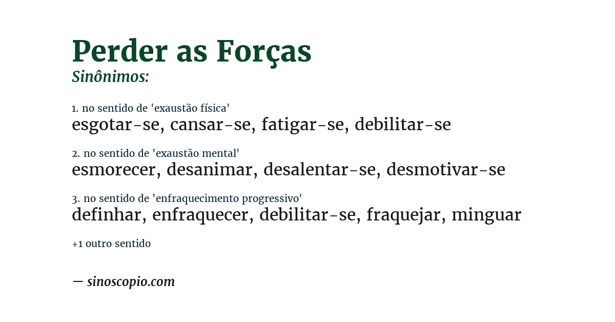 Sinônimo de perder as forças