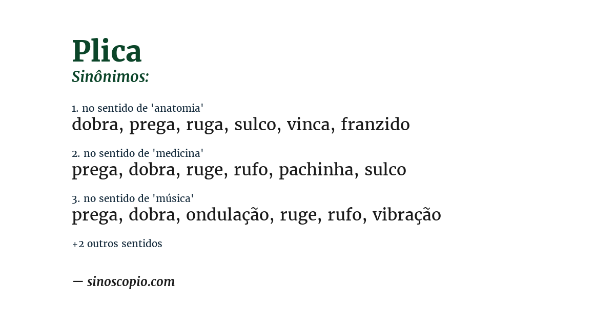 Sinônimo de plica