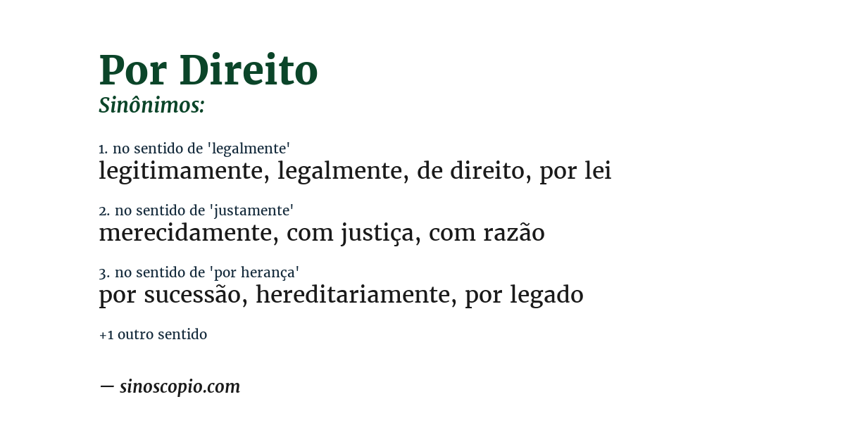 Sinônimo de por direito