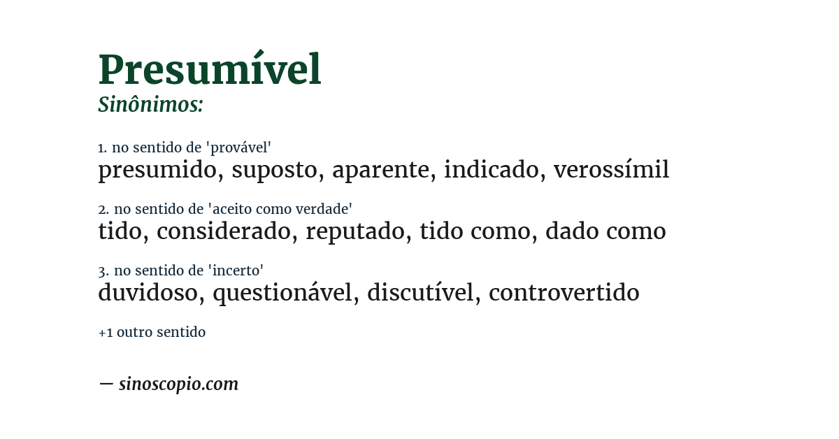 Sinônimo de presumível