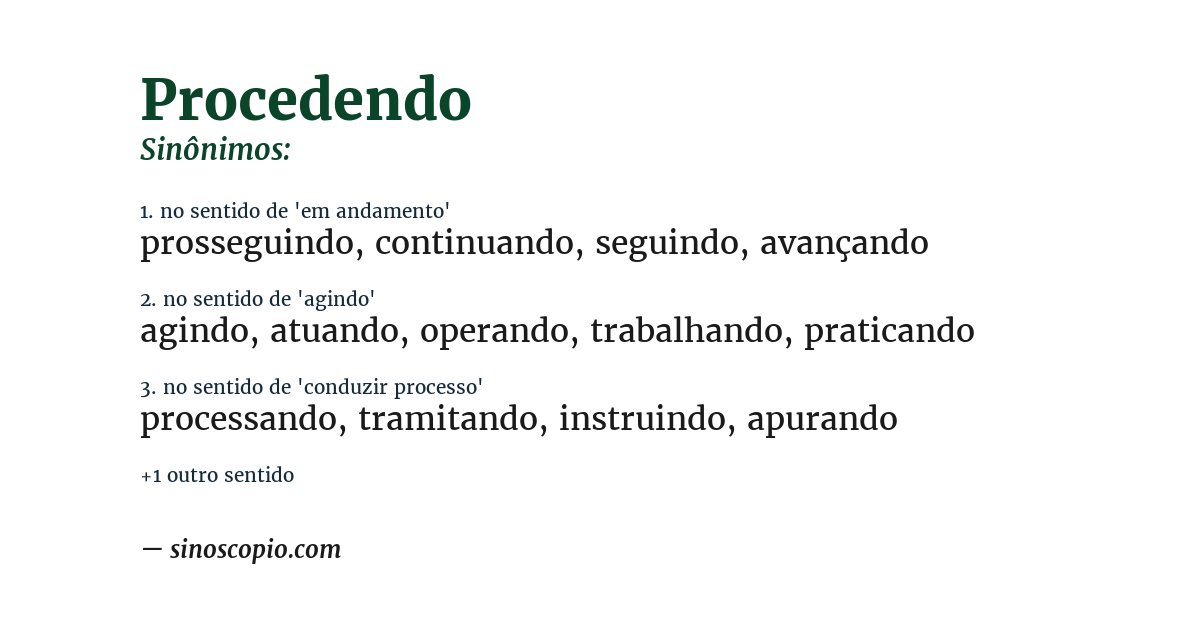 Sinônimo de procedendo