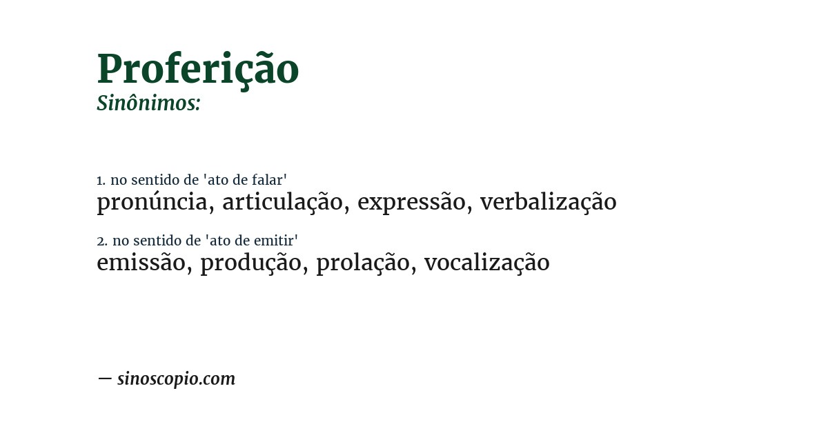 Sinônimo de proferição