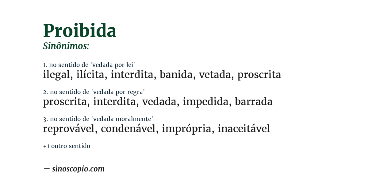 Sinônimo de proibida