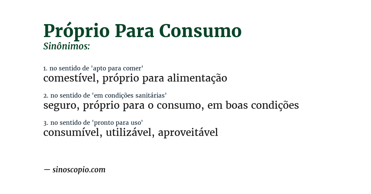 Sinônimo de próprio para consumo