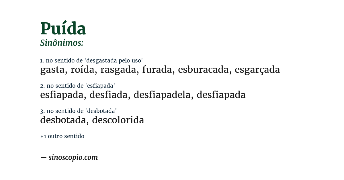 Sinônimo de puída
