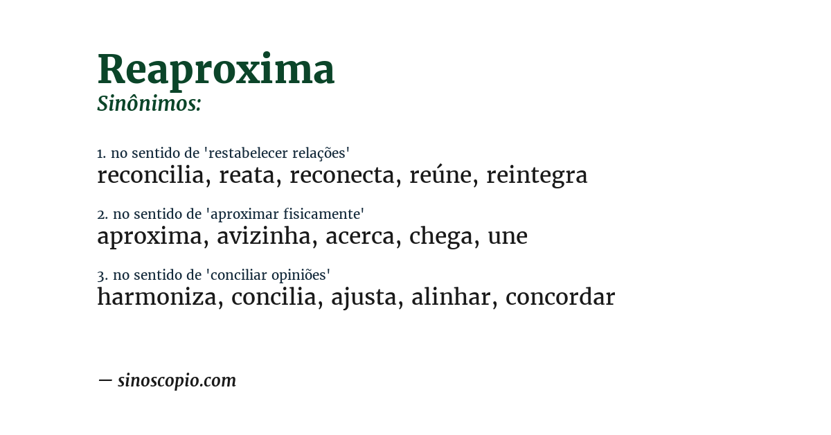 Sinônimo de reaproxima