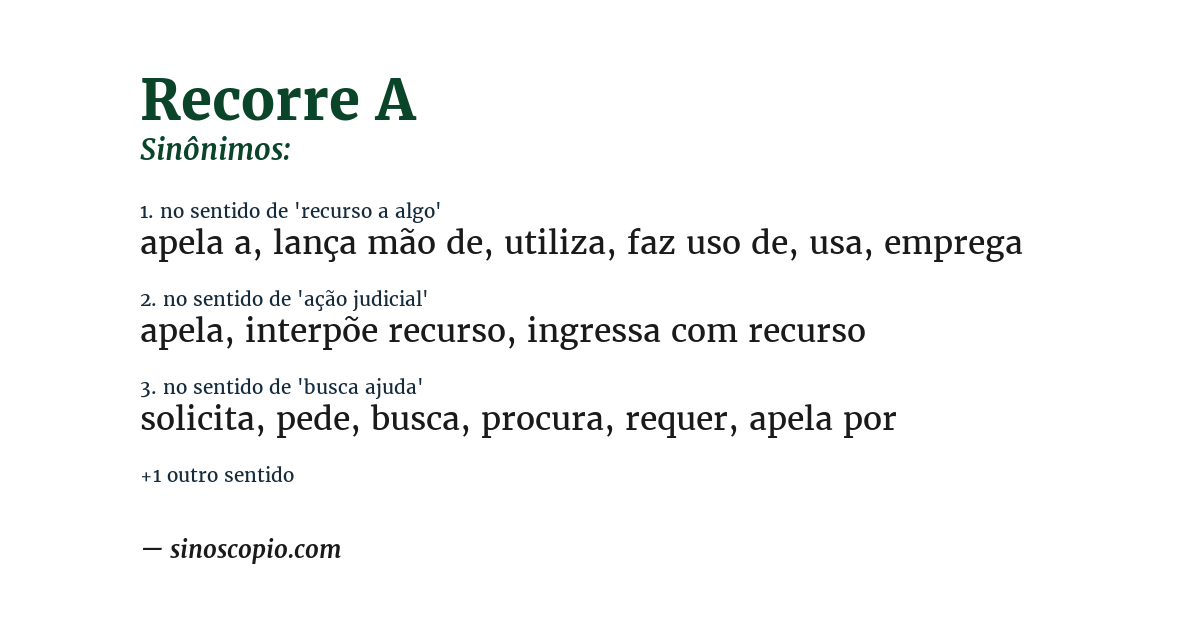 Sinônimo de recorre a