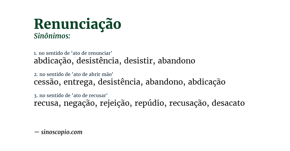 Sinônimo de renunciação