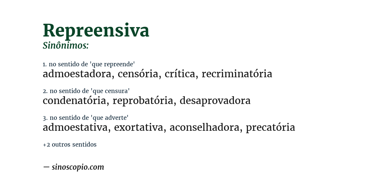 Sinônimo de repreensiva