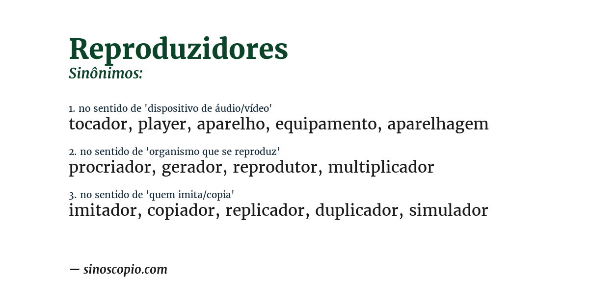 Sinônimo de reproduzidores