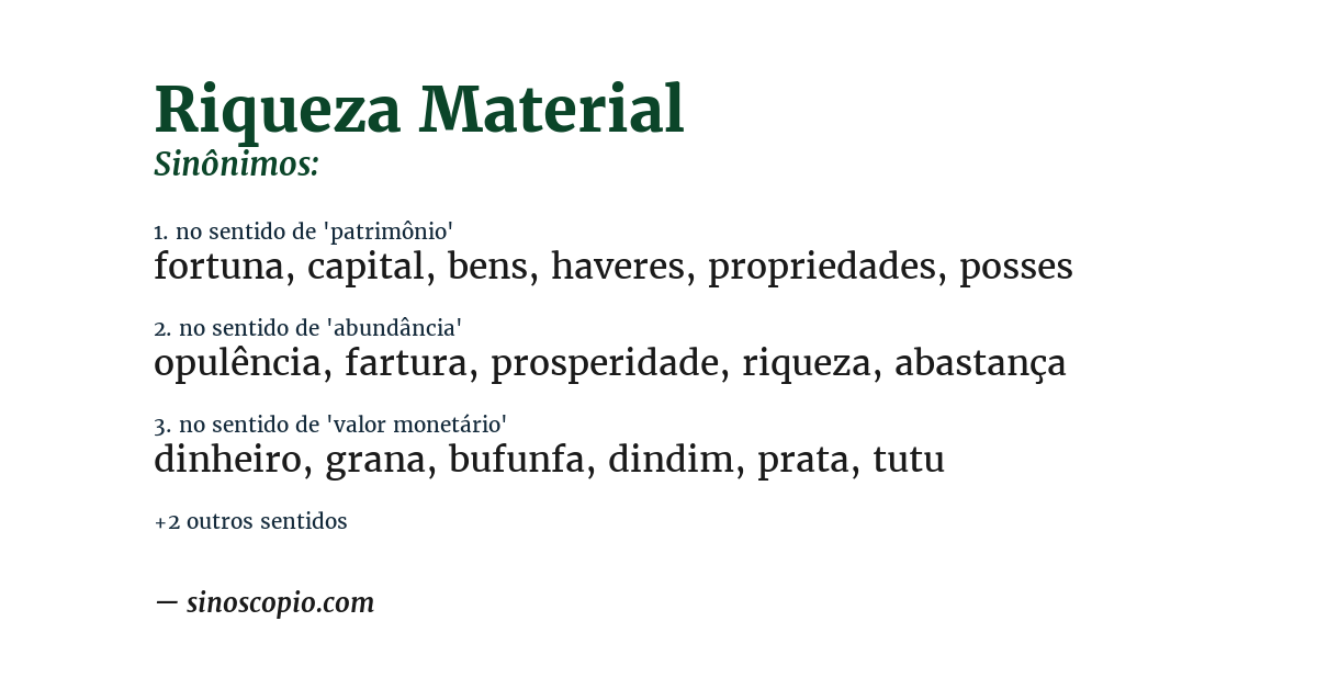 Sinônimo de riqueza material