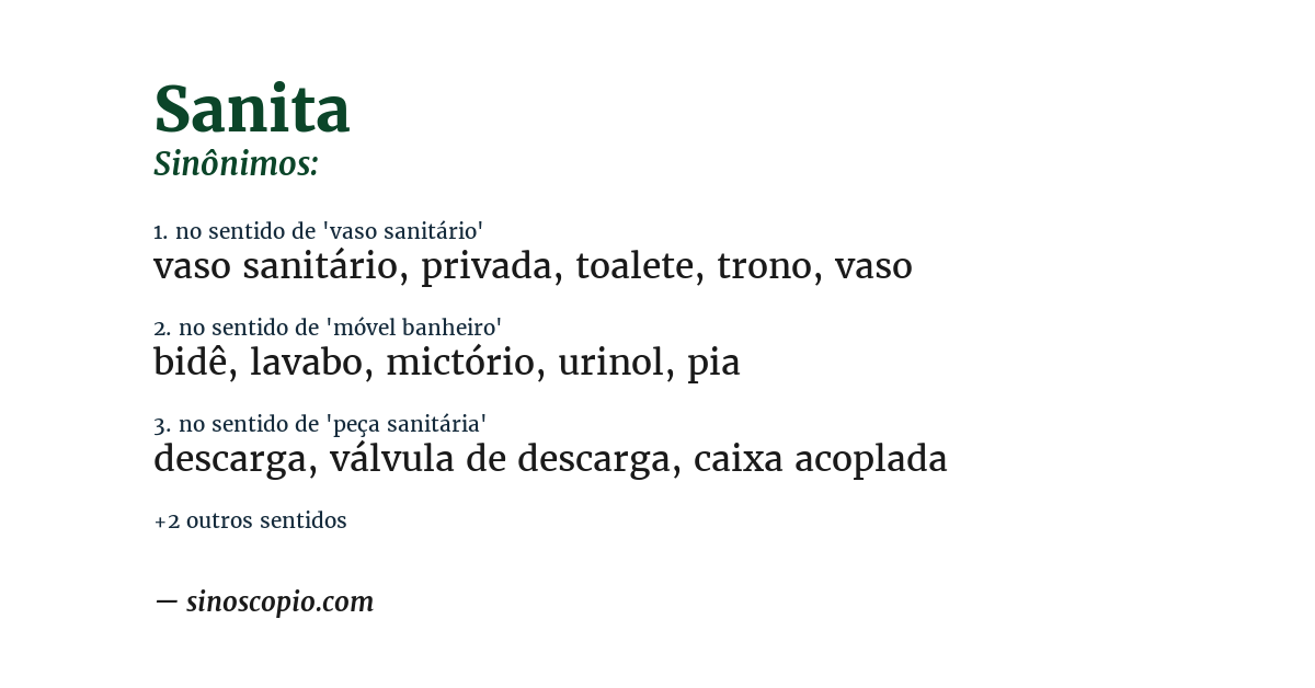 Sinônimo de sanita