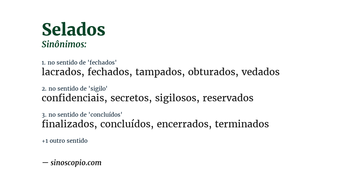 Sinônimo de selados