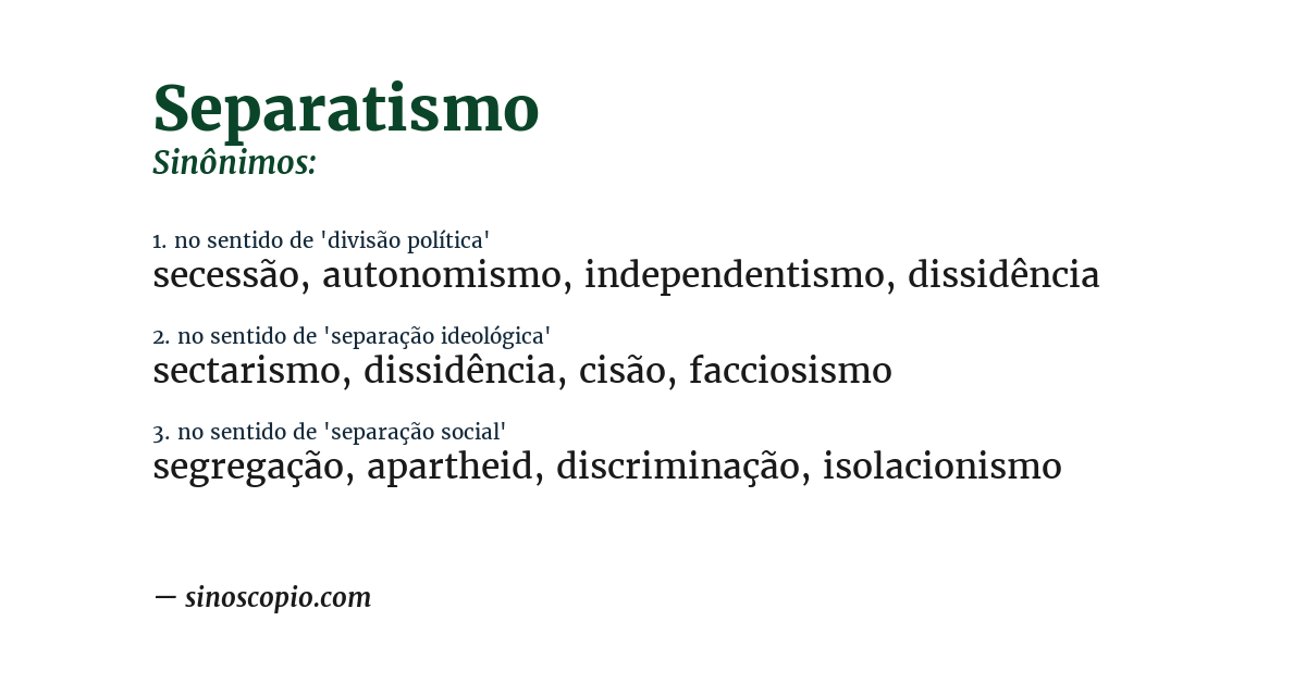 Sinônimo de separatismo