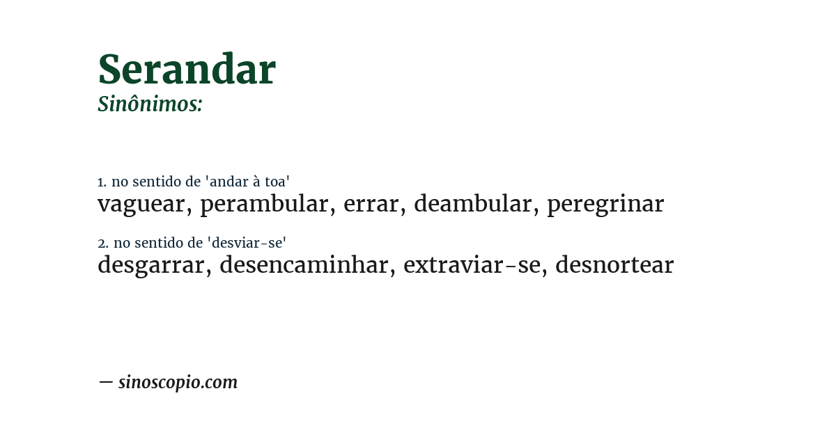 Sinônimo de serandar