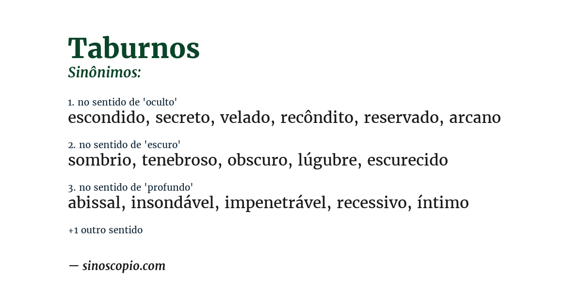 Sinônimo de taburnos