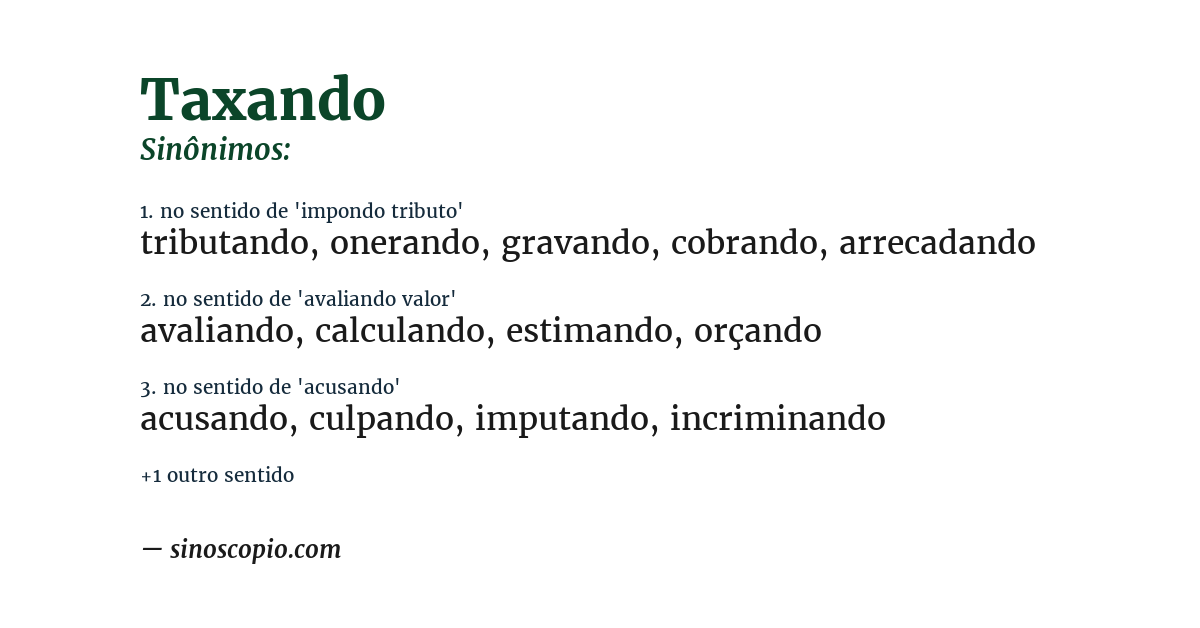 Sinônimo de taxando