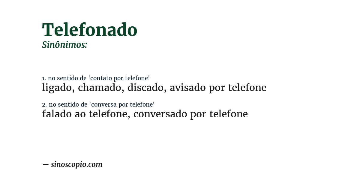Sinônimo de telefonado