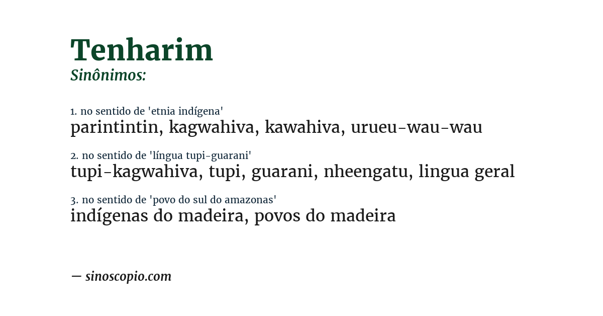 Sinônimo de tenharim
