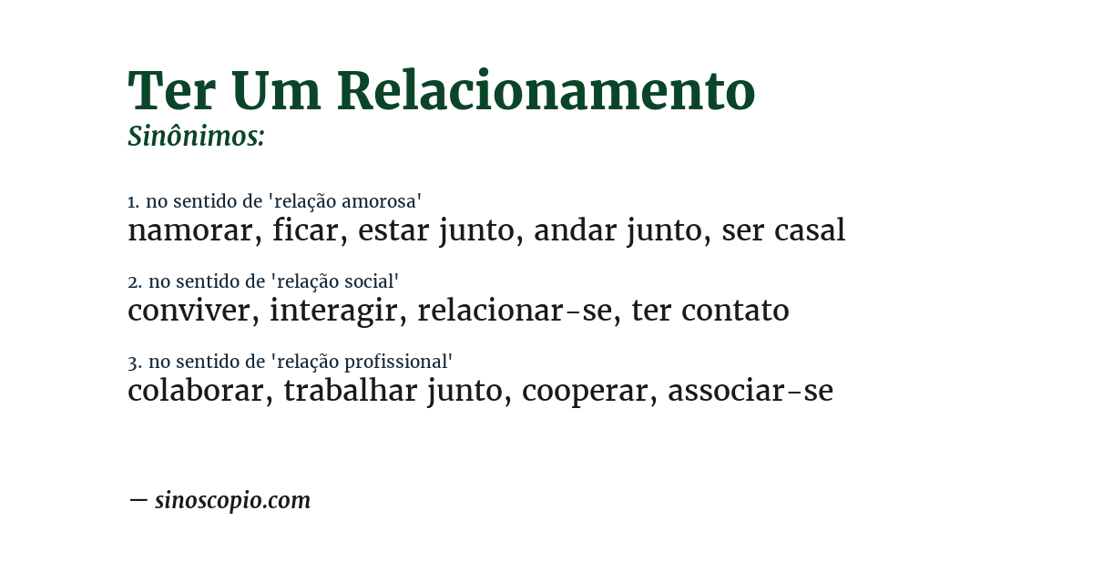 Sinônimo de ter um relacionamento