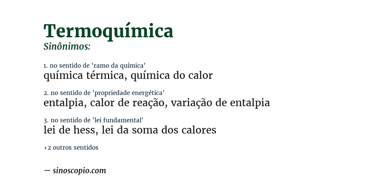 Sinônimo de termoquímica