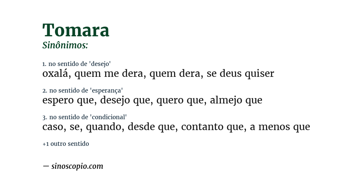 Sinônimo de tomara