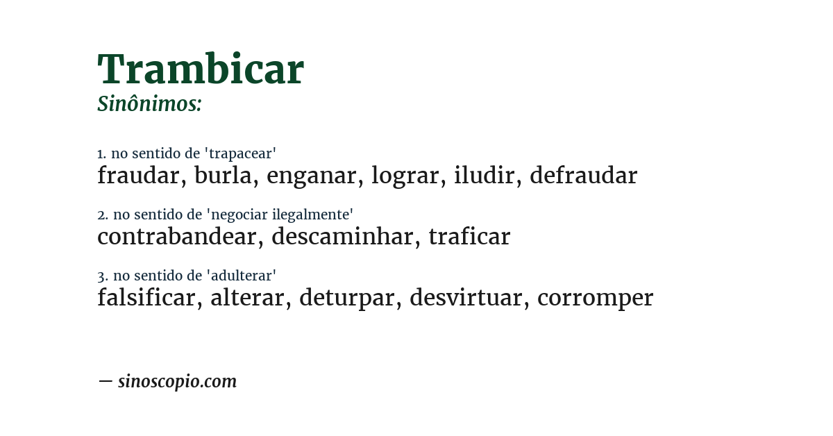 Sinônimo de trambicar