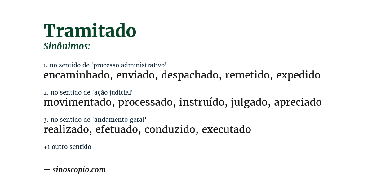 Sinônimo de tramitado