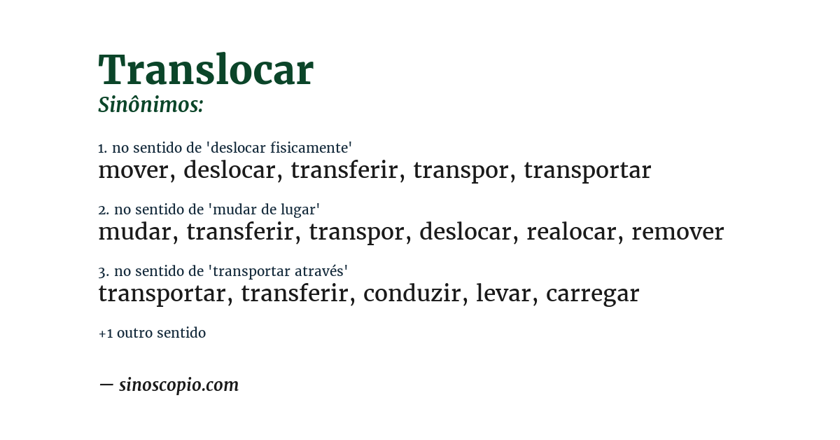 Sinônimo de translocar