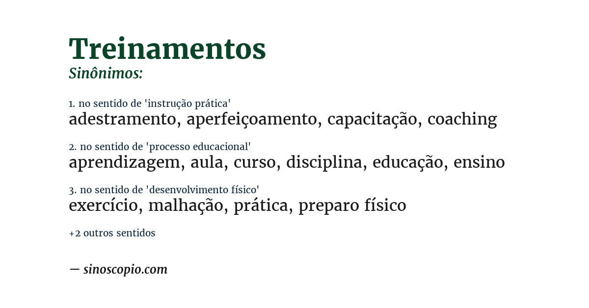 Sinônimo de treinamentos