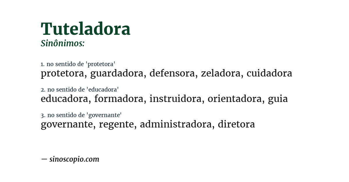 Sinônimo de tuteladora