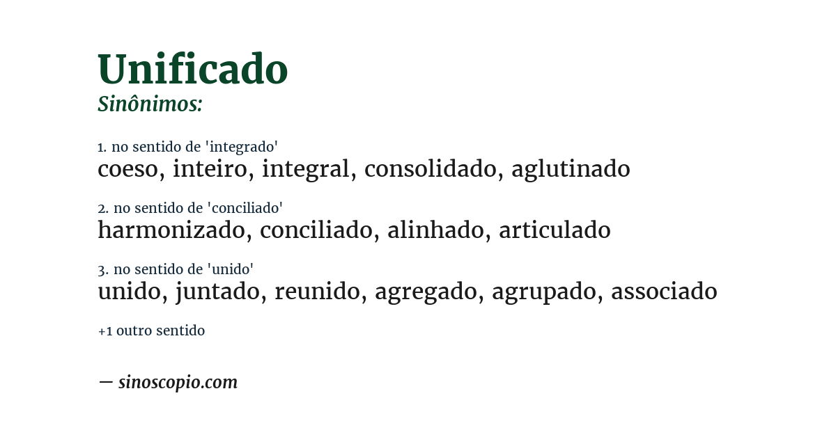 Sinônimo de unificado