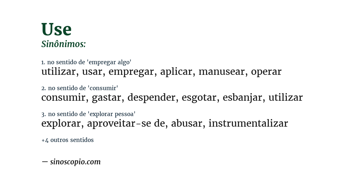 Sinônimo de use