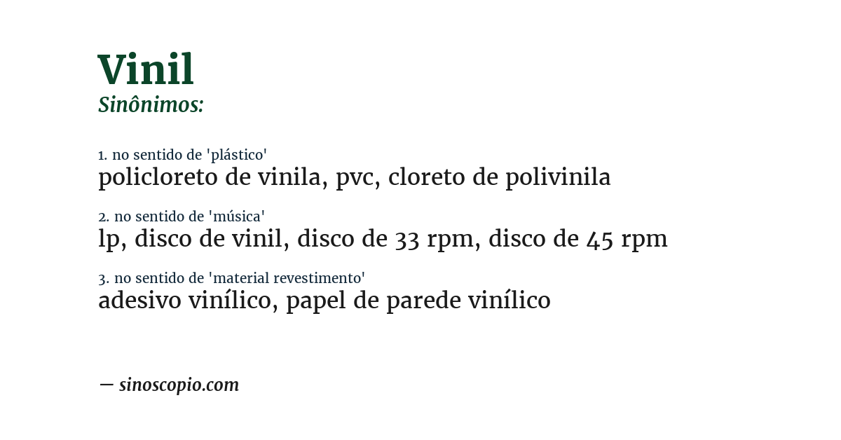 Sinônimo de vinil