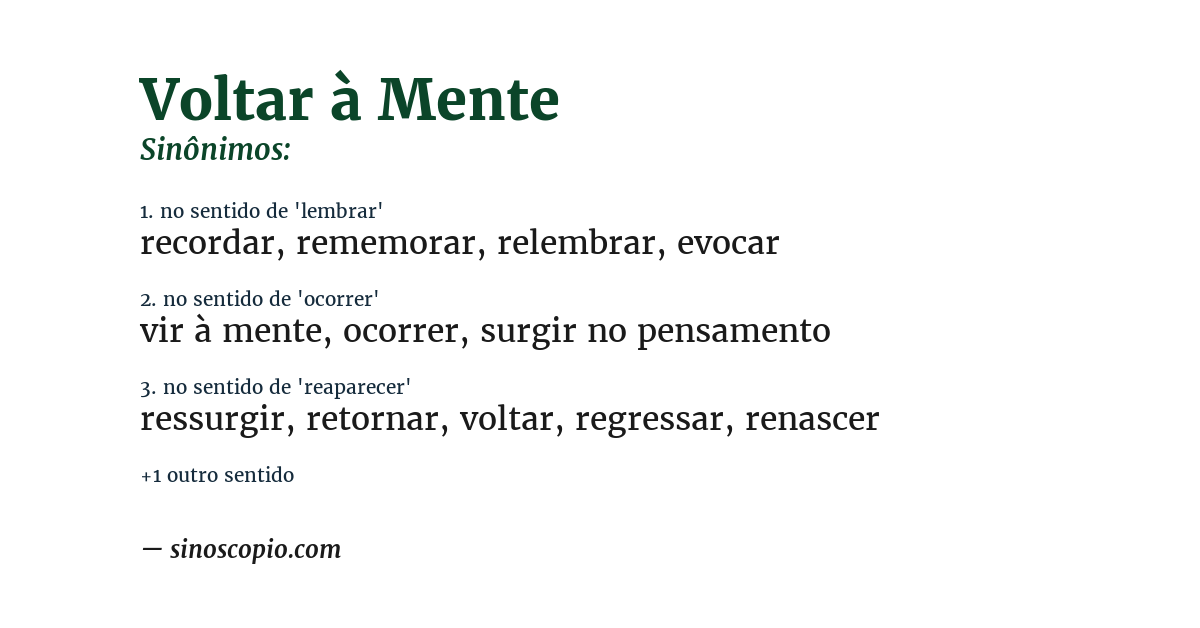 Sinônimo de voltar à mente