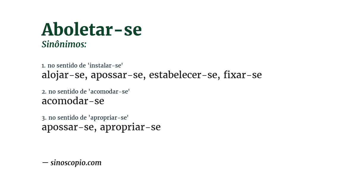 Sinônimo de aboletar-se