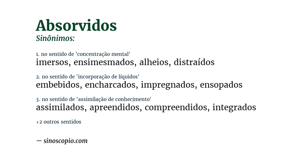 Sinônimo de absorvidos