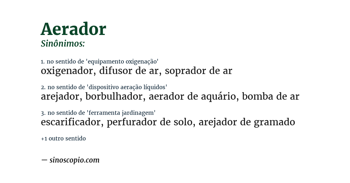 Sinônimo de aerador