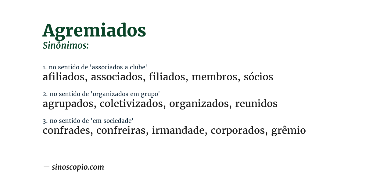 Sinônimo de agremiados