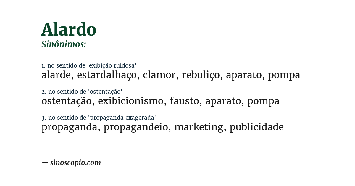 Sinônimo de alardo