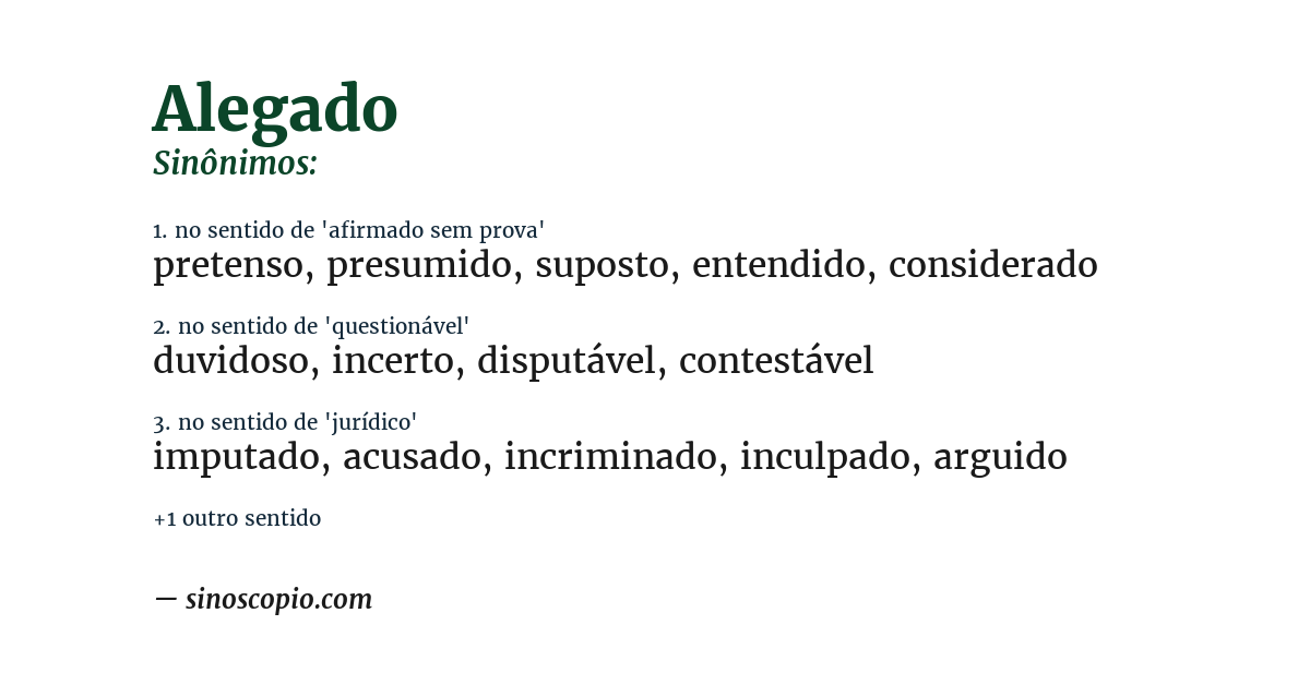 Sinônimo de alegado