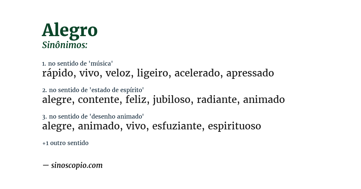 Sinônimo de alegro