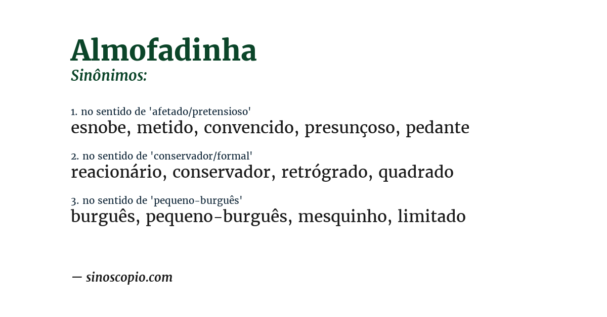 Sinônimo de almofadinha