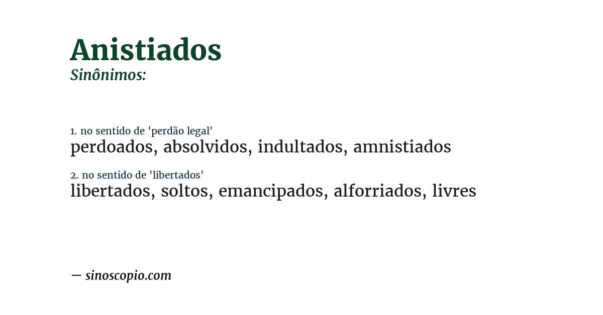 Sinônimo de anistiados