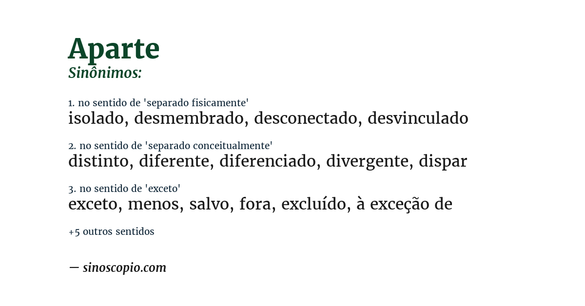 Sinônimo de aparte